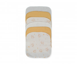 Детски дрешки Bebetto Pillowy C1190MU - Бебешки муселинови кърпички, 6 бр., унисекс, 0-1 г., 20х20 см., горчица
