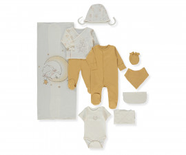 Детски дрешки Bebetto Pillowy Z1089MU - Комплект за изписване 10 части, унисекс, 0-3 м., 62 см., горчица