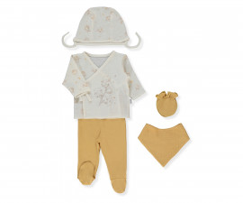 Детски дрешки Bebetto Pillowy Z1090MU - Комплект за изписване 5 части, унисекс, 0-3 м., 62 см., горчица