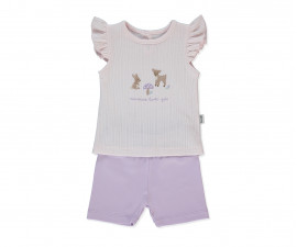 Детски дрешки Bebetto Loves You F1493 - Комплект тениска с къс ръкав и шорти, момиче, 18-24 м., 92 см., лила