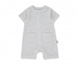 Детски дрешки Bebetto Happy Animal K5222P - Летен къс гащеризон, момиче, 12-18 м., 86 см., розов
