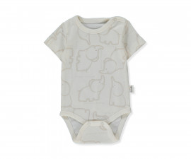 Детски дрешки Bebetto Happy Animal T4181BE - Боди с къс ръкав, унисекс, 9-12 м., 80 см., бежов