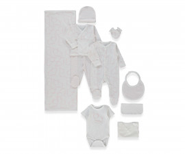 Детски дрешки Bebetto Happy Animal Z1104P - Комплект за изписване 10 части, момиче, 0-3 м., 62 см., розов