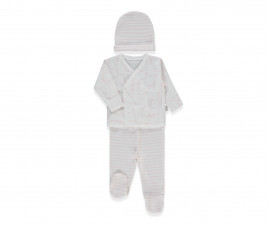 Детски дрешки Bebetto Happy Animal Z1133P - Комплект камизолка с прихлупване, ританки и шапка, момиче, 1-3 м., 62 см., розов