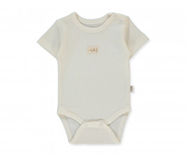 Детски дрешки Bebetto Organic Be Nature T4122E - Боди с къс ръкав, унисекс, 9-12 м., 80 см., екрю