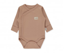 Детски дрешки Bebetto Organic Be Nature T4271BRR - Боди с прихлупване с дълъг ръкав интерлок, унисекс, 1-3 м., 62 см., керемиден
