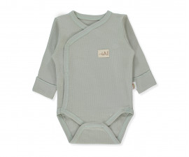 Детски дрешки Bebetto Organic Be Nature T4271M - Боди с прихлупване с дълъг ръкав интерлок, унисекс, 1-3 м., 62 см., мента