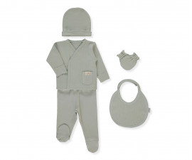 Детски дрешки Bebetto Organic Be Nature Z1087M - Комплект за изписване 5 части, унисекс, 0-3 м., 62 см., мента