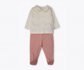 Детски дрешки Bebetto Organic Welcome Baby F1531DR - Пижама интерлок 2 части, момиче, 0-6 м.