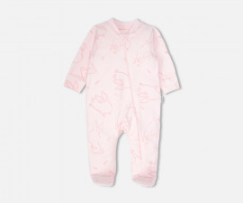 Детски дрешки Bebetto Rabbit And Carrots T4407 - Гащеризон с ходило и цип, момиче, 0-9 м.