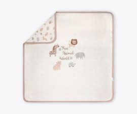 Детски дрешки Bebetto Free Animals B891BE - Двулицево бебешко одеяло, унисекс, 80x85 см.