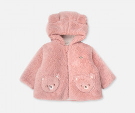 Детски дрешки Bebetto Teddy/26 K5566P - Плюшено яке с качулка и цип, момиче, 6-36 м.