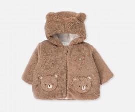 Детски дрешки Bebetto Teddy/26 K5566BR - Плюшено яке с качулка и цип, унисекс, 6-36 м.
