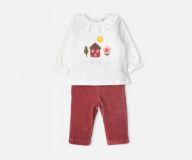 Детски дрешки Bebetto Shining Girl K5628DR - Комплект блуза с дълъг ръкав и панталон, момиче, 3-24 м.
