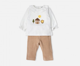 Детски дрешки Bebetto Shining Girl K5628BE - Комплект блуза с дълъг ръкав и панталон, момиче, 3-24 м.
