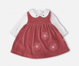 Детски дрешки Bebetto Shining Girl K5590DR - Комплект боди с дълъг ръкав и рокля плюш, момиче, 3-24 м.