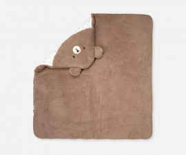 Детски дрешки Bebetto Teddy/26 B889BR - Двулицево бебешко одеяло с качулка, унисекс, 85x90 см.
