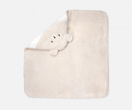 Детски дрешки Bebetto Teddy/26 B889E - Двулицево бебешко одеяло с качулка, унисекс, 85x90 см.