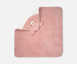 Детски дрешки Bebetto Teddy/26 B889P - Двулицево бебешко одеяло с качулка, момиче, 85x90 см.