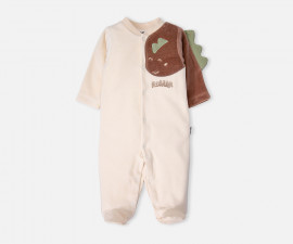 Детски дрешки Bebetto Cute Dino K5480 - Плюшен гащеризон с ходило, момче, 1-9 м.