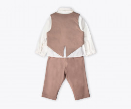 Детски дрешки Bebetto Elegant Man K5617 - Комплект риза с дълъг ръкав и папийонка, елек и панталон, момче, 3-24 м.
