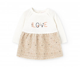 Boboli Doudou Friends 122016/9691 - Комбинирана рокля с дълъг ръкав, момиче, 3-9 м.