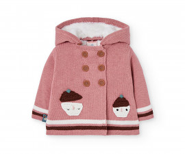 Boboli Cozy Winter 142120/3919 - Плетено подплатено палто с качулка, момиче, 3-9 м.