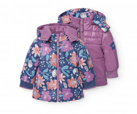 Boboli Meadows Flowers 222185/9753 - Двулицево ватирано яке с качулка и цип, момиче, 12 м.-6 г.
