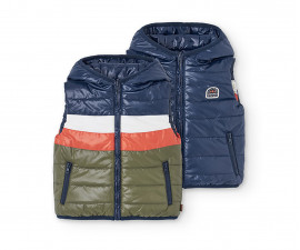 Boboli The Great Lakes 522133/2440 - Двулицев ватиран елек с качулка и цип, момче, 7-12 г.