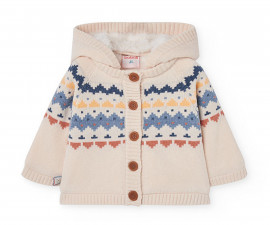 Boboli Snow Land 112116/7442 - Плетена ватирана жилетка с качулка, унисекс, 3-9 м.