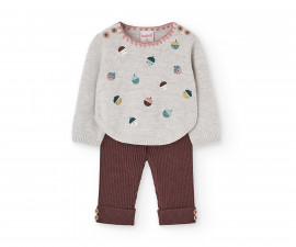 Boboli Cozy Winter 142041/7402 - Комплект плетени блузка и панталон, момиче, 3-9 м.
