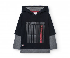 Boboli Let's Ski 532000/890 - Тениска с дълъг ръкав и качулка, момче, 7-12 г.