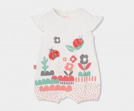 Boboli Lucky Animals 113027/1111 - Летен бебешки къс гащеризон, момиче, 3-12 м.