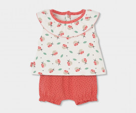 Boboli Lucky Animals 113072/9822 - Комплект блуза с къс ръкав и шорти, момиче, 3-24 м.