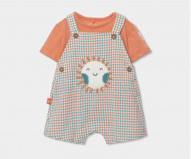 Boboli My Sunshine 223018/9836 - Комплект тениска с къс ръкав и къс гащеризон с презрамки, момче, 3-12 м.