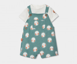 Boboli My Sunshine 223030/9826 - Комплект тениска с къс ръкав и къс гащеризон с презрамки, момче, 3-12 м.