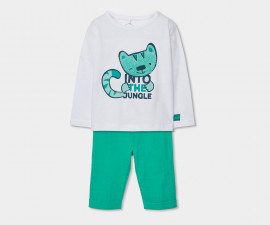 Boboli Flowers in the Jungle 233008/1100 - Комплект тениска с дълъг ръкав и панталон, момче, 3-24 м.
