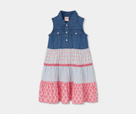 Boboli Bluegrass Music 303130/BLUE - Комбинирана рокля без ръкав, момиче, 2-8 г.