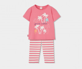 Boboli Palm Beach 333144/3912 - Комплект тениска с къс ръкав и клин, момиче, 2-8 г.