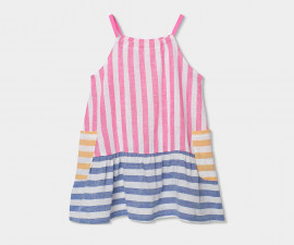 Boboli Apple Game 343033/9811 - Ленена рокля с презрамки, момиче, 2-8 г.