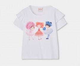 Boboli Freesia 753016/1100 - Тениска с къс ръкав, момиче, 4-8 г.