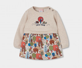 Boboli Enchanted Forest 134031/7461 - Комбинирана рокля с дълъг ръкав, момиче, 6-18 м., ръст: 68-86 см.