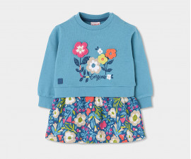 Boboli Winter Blooms 314121/4638 - Комбинирана рокля с дълъг ръкав, момиче, 2-8 г., ръст: 92-128 см.