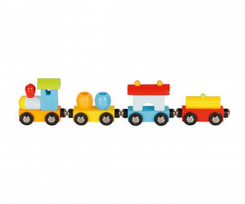 Дървена играчка за бебета влак Мейланд Goki, с магнитно свързване 55864