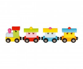 Дървена играчка за бебета влак Торино Goki, с магнитно свързване 55866