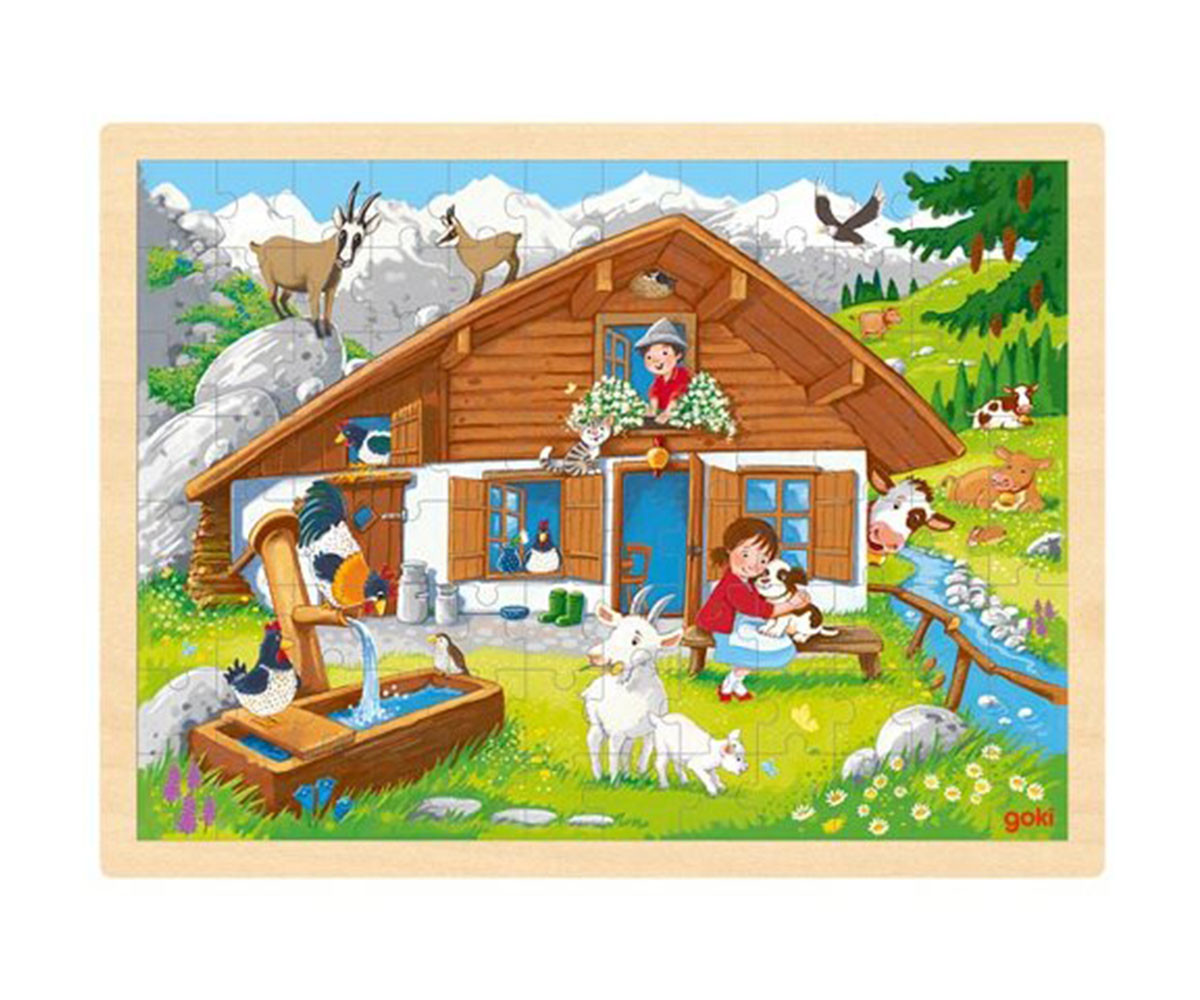 Дървена играчка за бебета пъзел Goki, в Алпите 57381