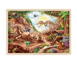 Дървена играчка за бебета пъзел Goki, динозавърски фосили 57395